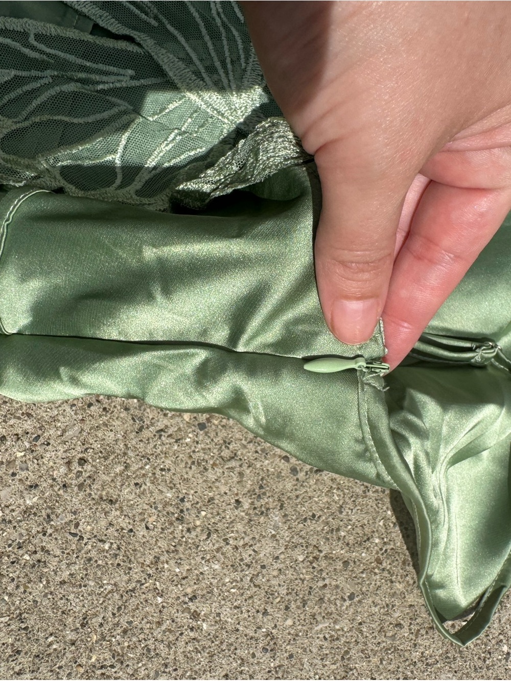 Cider Satin Slip Chemise in Sage Green - Picture 5 of 7